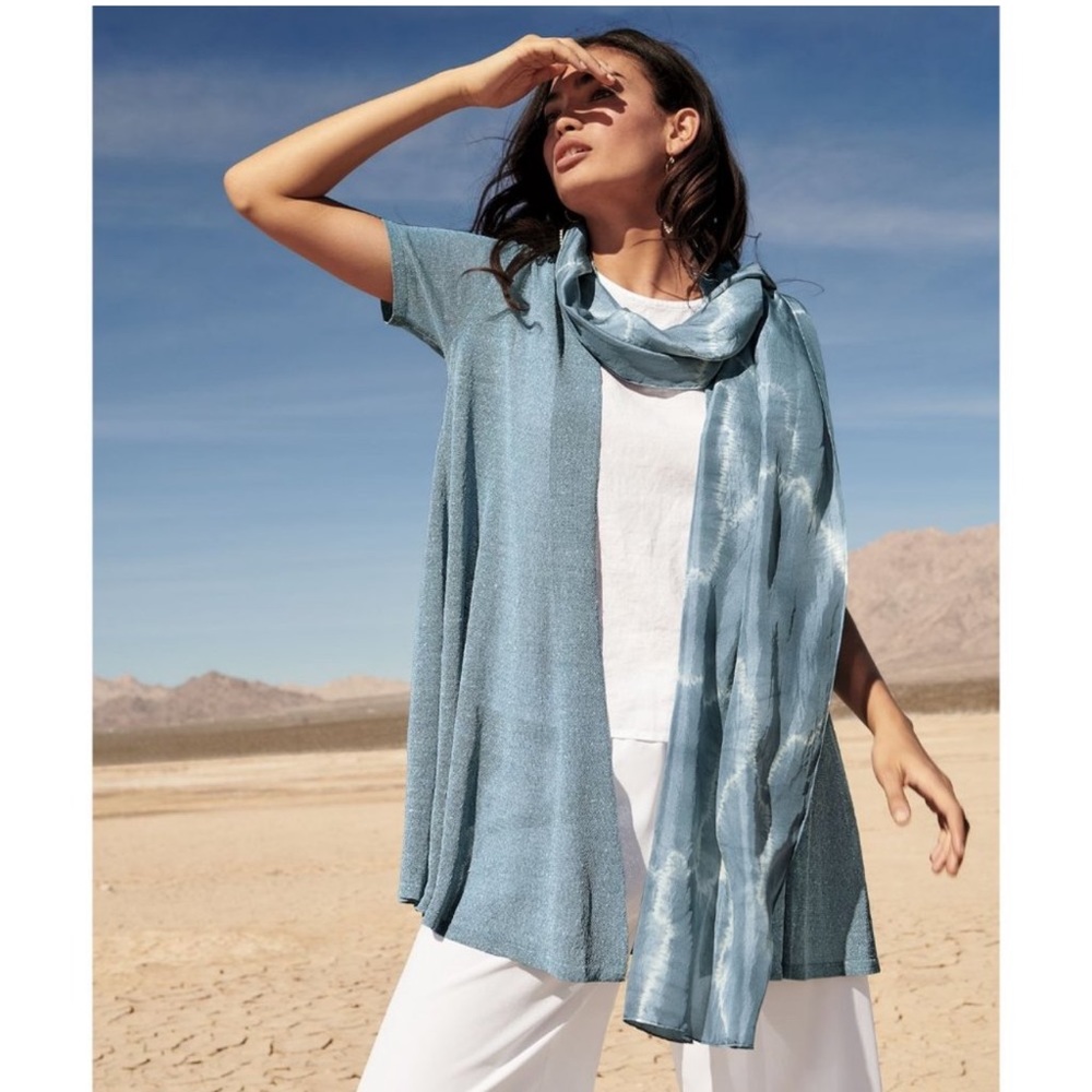 Eileen Fisher Organic Linen-Crepe Shimmer Cardigan